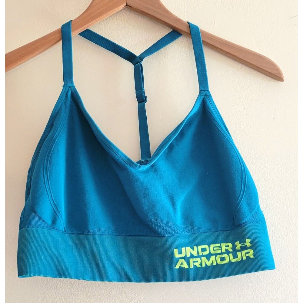 Under Armour Women’s Blue Racerback Sports Bra Wireless Adjustable Strap XL